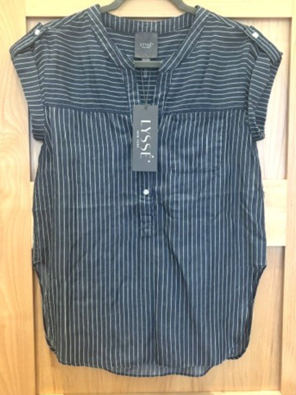 Lysse Delilah Shirt Indigo Ledger Lines Size XS